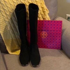 Tory Burch black suede boots